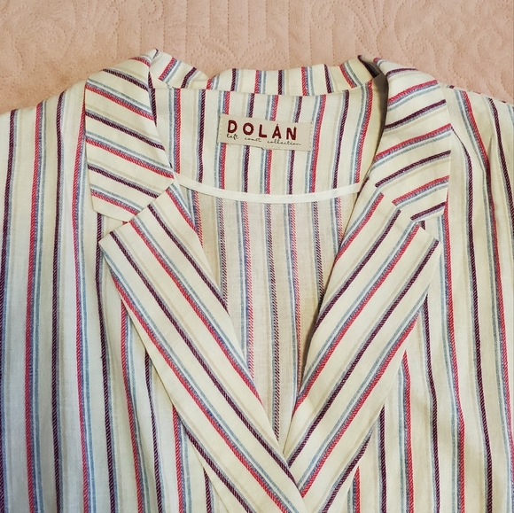 Anthropologie Dolan Anna Double-Breasted Linen blend Striped Blazer Sz L - Picture 3 of 6